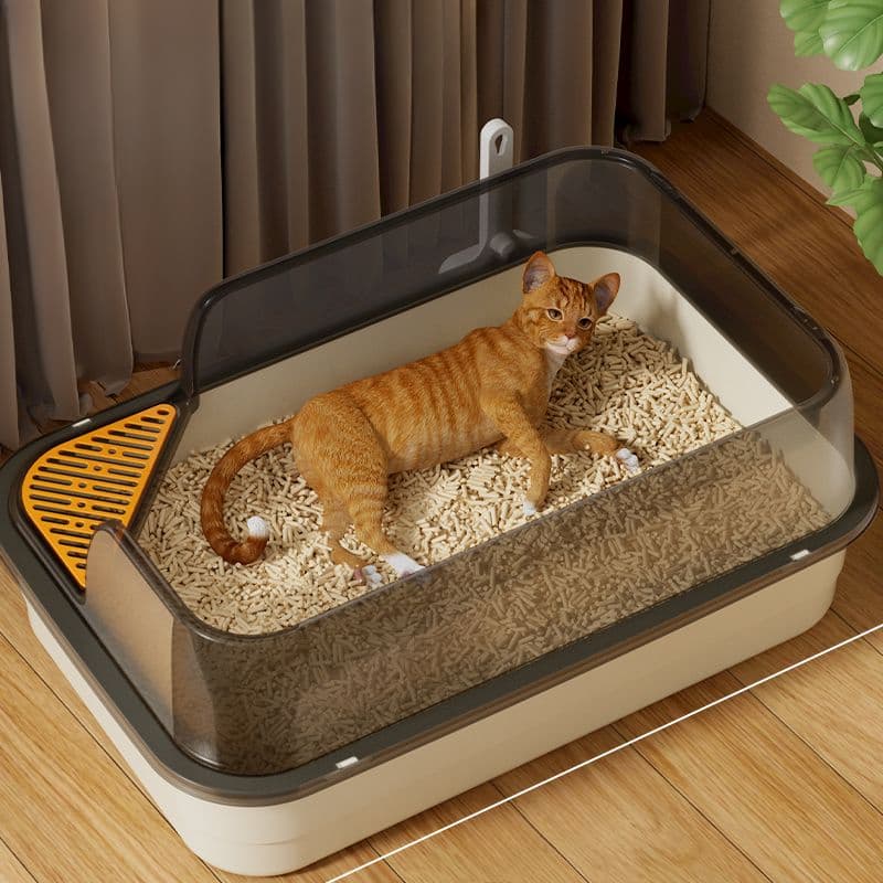 대형 반 동봉 고양이 쓰레기 상자 높은 오픈 안티 모래 고양이 화장실 분리형 청소 CatBedpans 대형 공간 애완 동물 용품