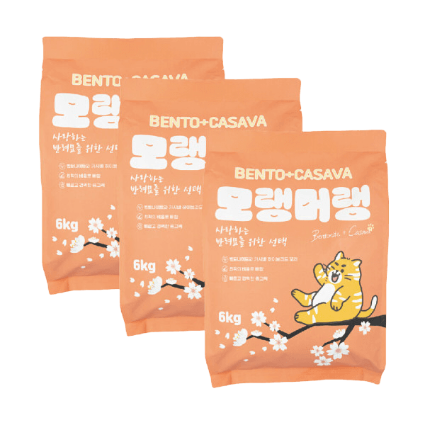 펫라벨 모랭머랭 벤토+카사바 고양이모래 6kg x 3ea