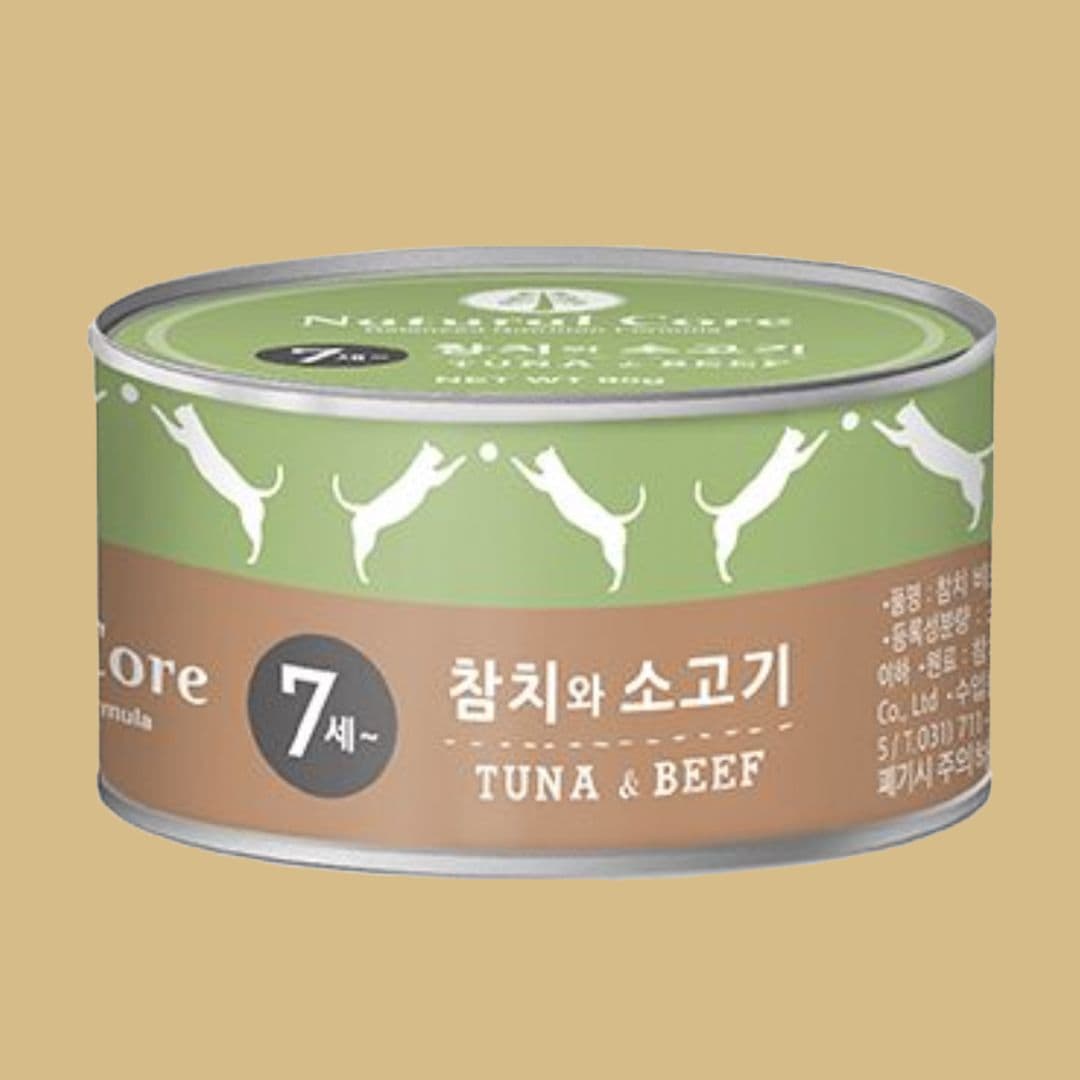 네츄럴코어 캣 참치&amp;비프 시니어 캔 95g