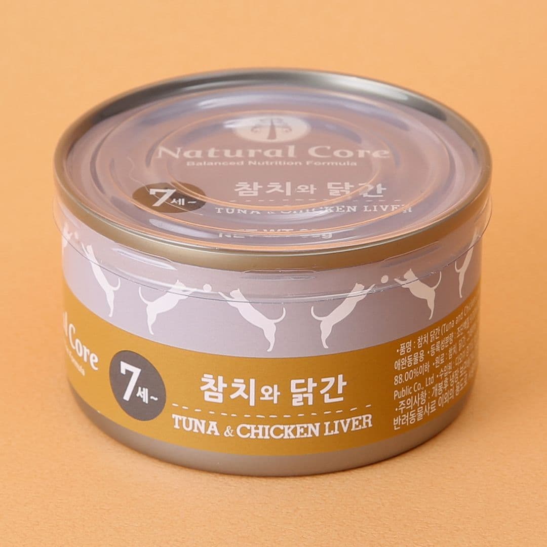 네츄럴코어 캣 참치&amp;치킨간 시니어 캔 95g