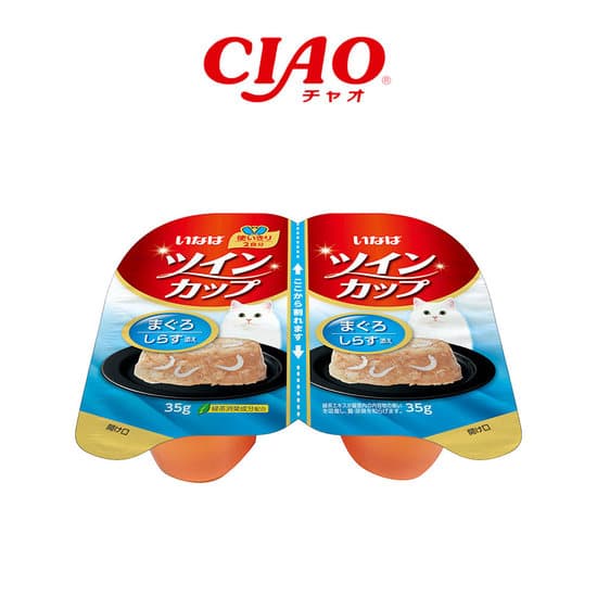 이나바 CIAO 트윈컵 고양이 간식 참치&amp;치어 70g
