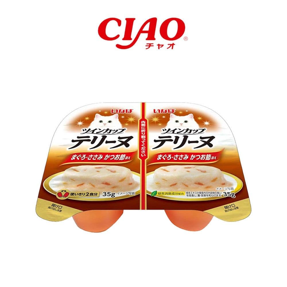 페슬러 이나바 CIAO 트윈컵 테린 고양이 간식 참치&amp;닭가슴살&amp;가다랑어포 70g