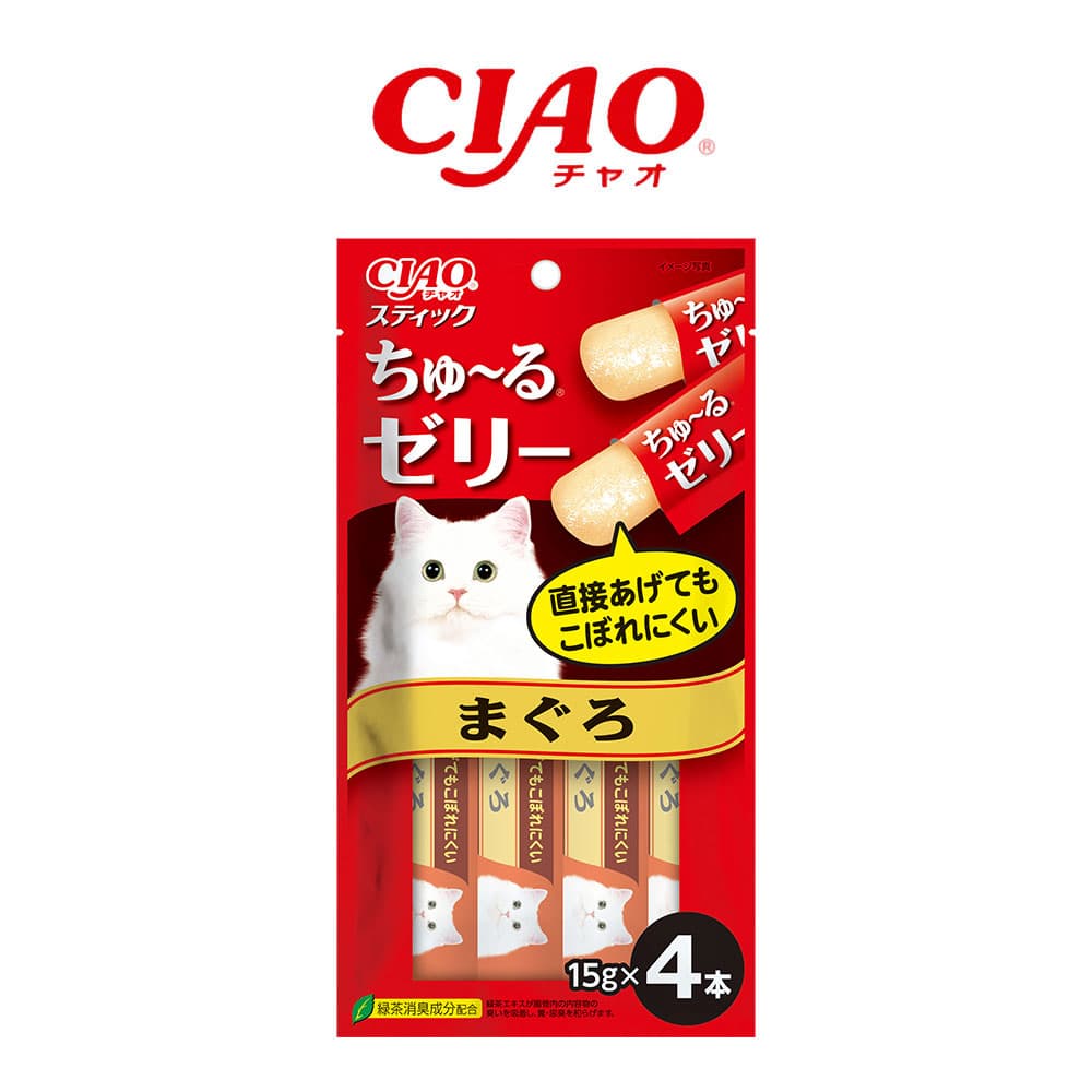 이나바 챠오스틱 고양이 간식 츄르젤리 참치 15g 4P