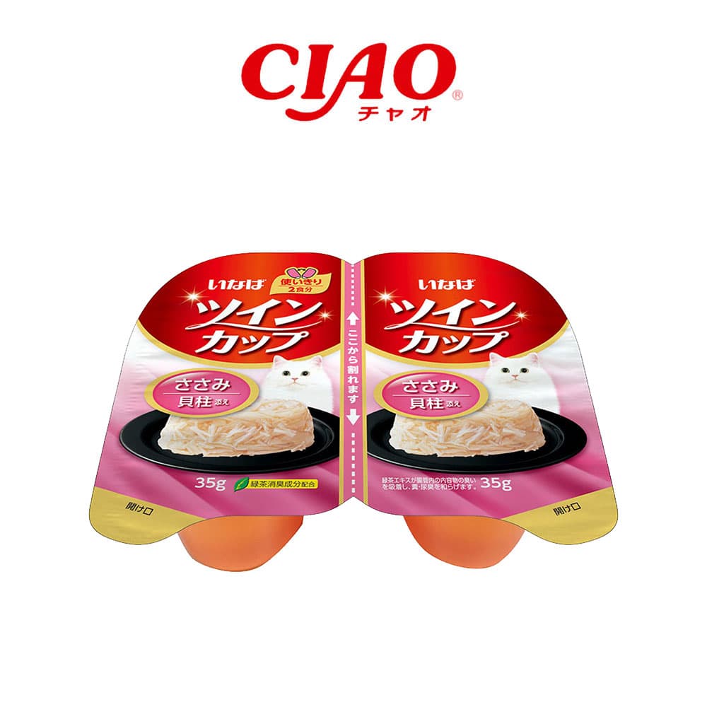 이나바 CIAO 트윈컵 고양이 간식 닭가슴살&amp;관자 70g