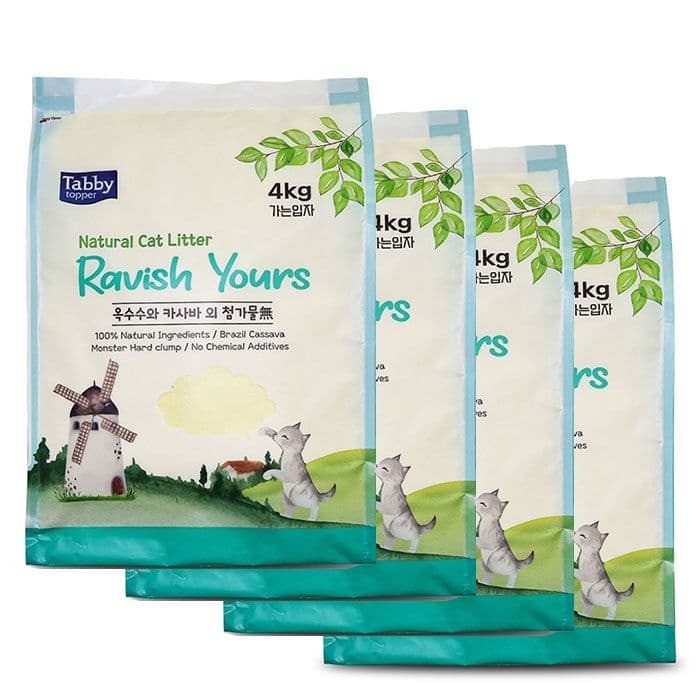 테비토퍼 Ravish Yours 라유 카사바 가는입자 4kg 4개입 고양이모래