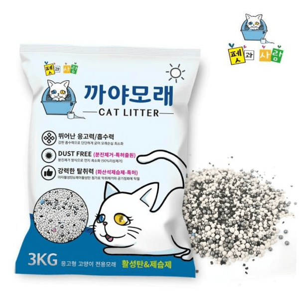 벤토모래 까야 먼지없는 고양이모래 벤토나이트 활성탄 블루3kg
