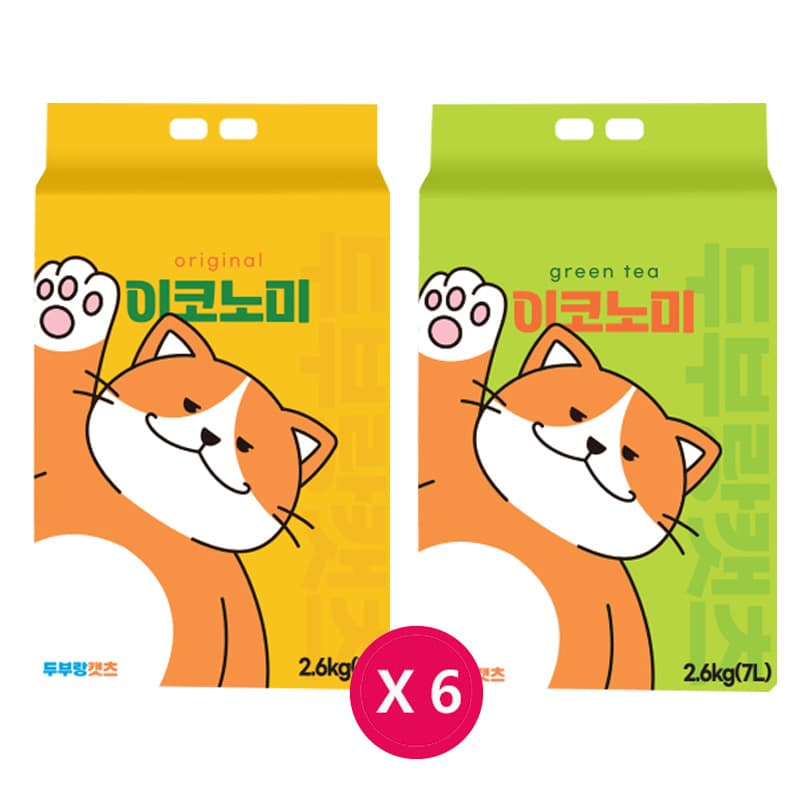 퍼피아울렛 두부랑 캣츠 이코노미 고양이 두부모래 7L x  6개 고양이모래
