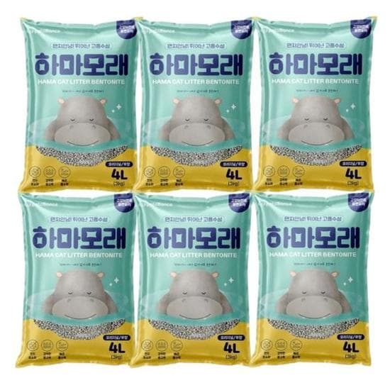 고양이화장실모래 고양이 벤토나이트 모래 무향 빠른응고 화장실 4L 6P