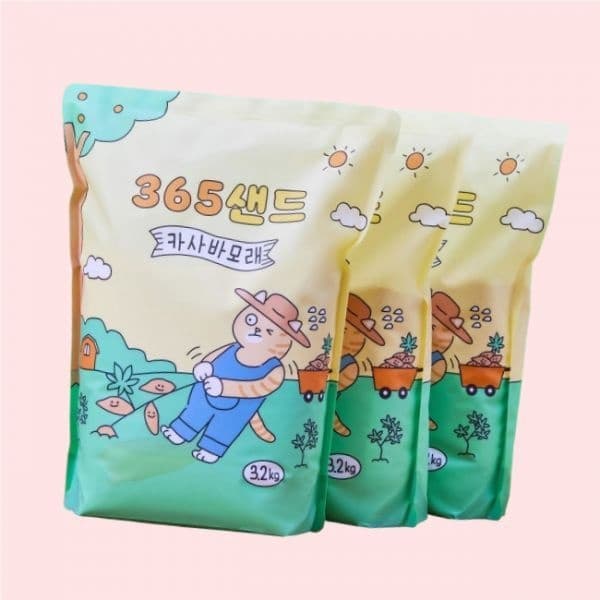 3651 365샌드 고양이 카사바 모래 3.2kg X 3개입 (1박스) 3개 4695691