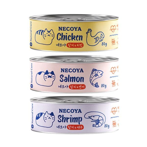 [네츄럴코어] 네코야 고양이 간식 참치 베이스 캔 80g