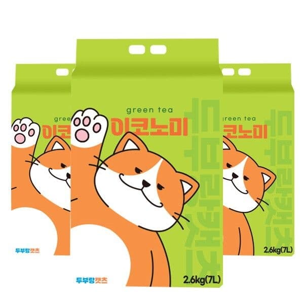 [친절한도그씨] 두부랑 캣츠 이코노미 녹차 7L x 3개 고양이모래 두부모래