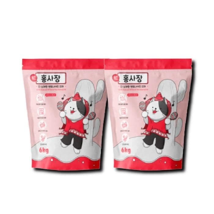 [기타] 고양이 모래 화장실 홍사장 벤토나이트 모레 6kg 2개 탈취력좋은 먼지없는