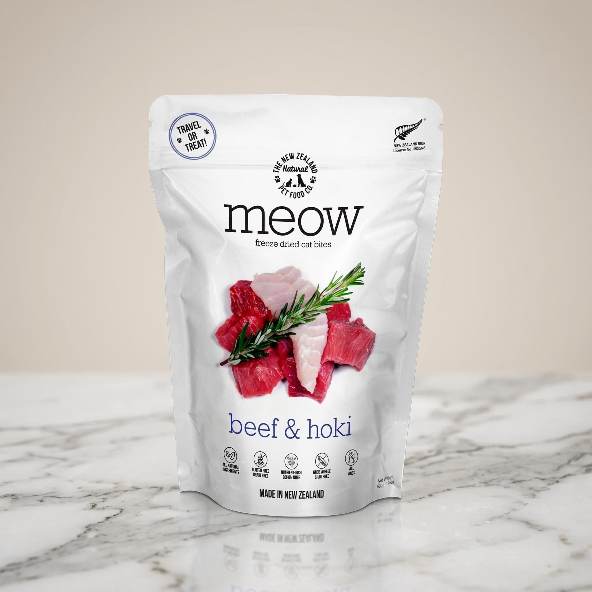 먀오 소고기&amp;호키 50g 동결건조 전연령 고양이 사료