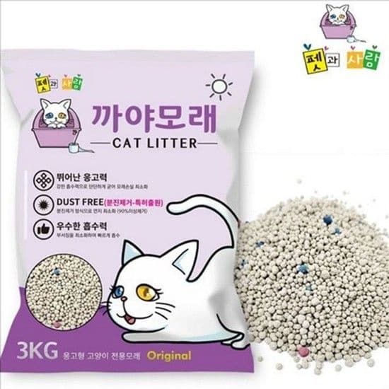 까야 고양이 벤토나이트 3kg 먼지없는 고양이 모래 응고형 반려묘 까야 고양이