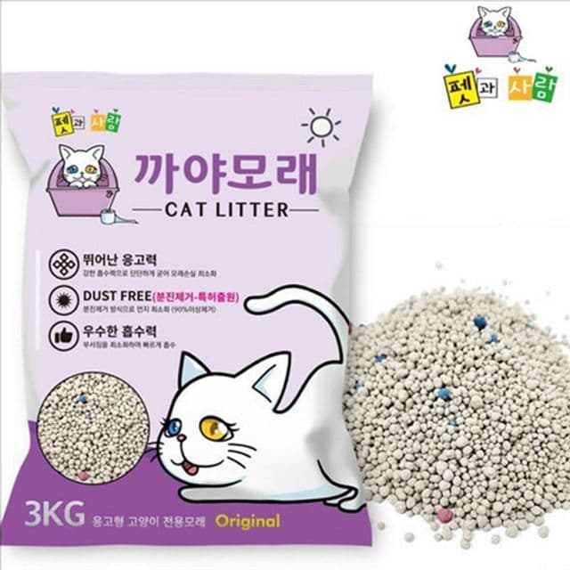 친절한탄씨 까야 고양이 벤토나이트 3kg 먼지없는 고양이 모래 응고형 반려묘 까야 고양이