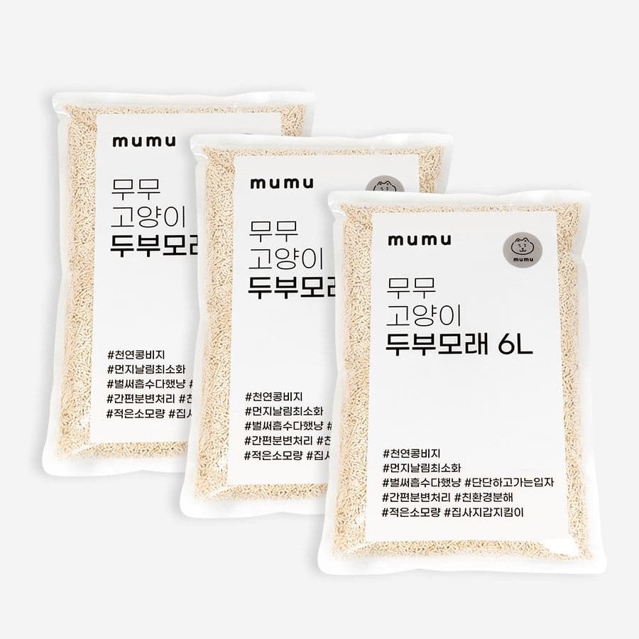 무무 [L포인트]핏펫 무무 고양이 두부모래 6L 3개입