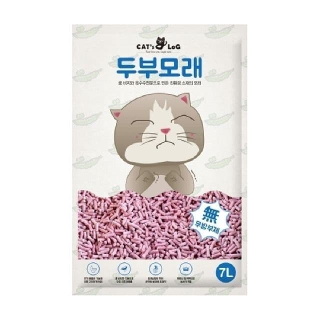 고양이 모래 화장실 반려동물 캣츠로그 두부모래 복숭아 향 7L