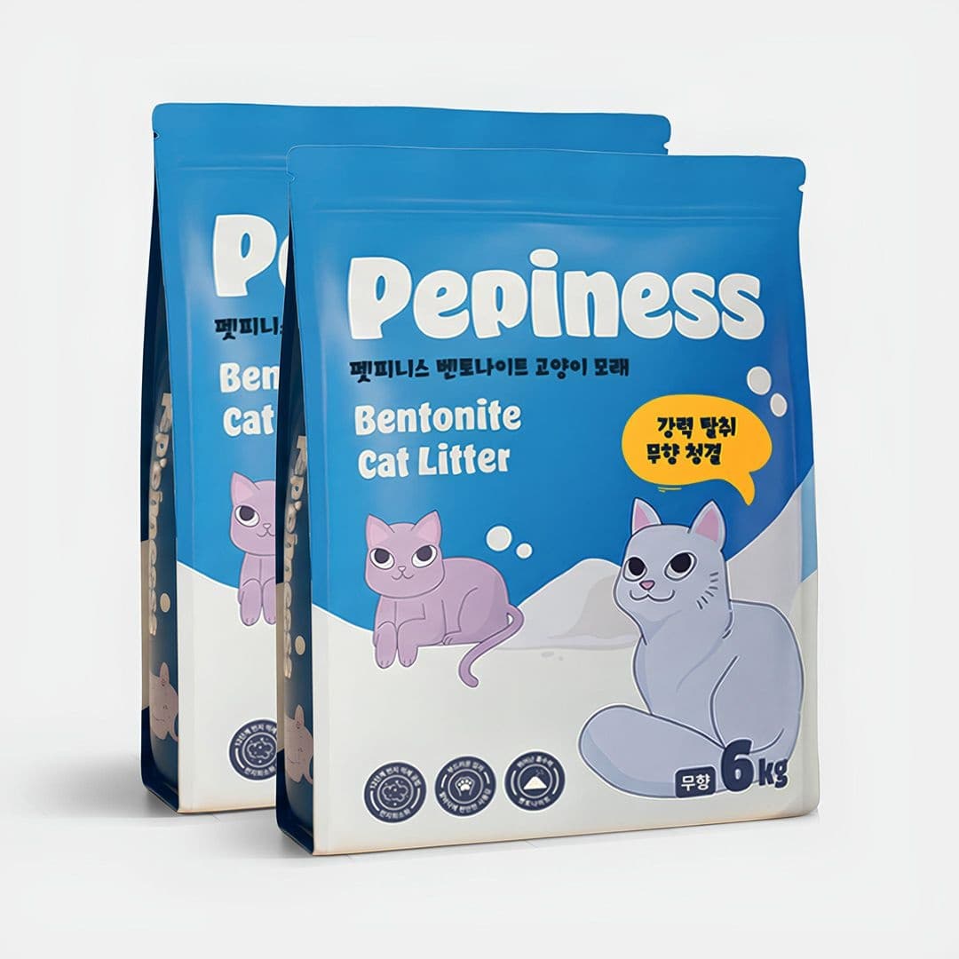 펫피니스 벤토나이트 고양이 모래 6kg 2개 (총 12kg) 강력탈취 무향 먼지적음