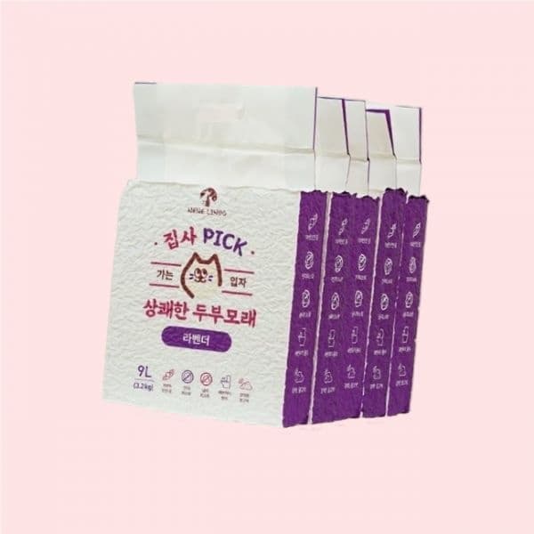 네네린도 집사픽 상쾌한 무색소 대용량 고양이 두부모래 가는입자 라벤더향 9L x 5개 4737925