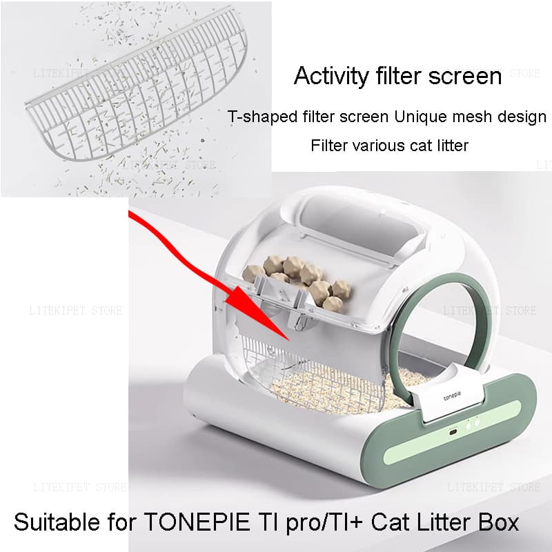 TONEPIE 고양이 쓰레기 상자 이동식 백보드 스크린 필터 메쉬 TONEPIE TI PRO TI + 자동 화장실 액세서리 용 효과적인 모래
