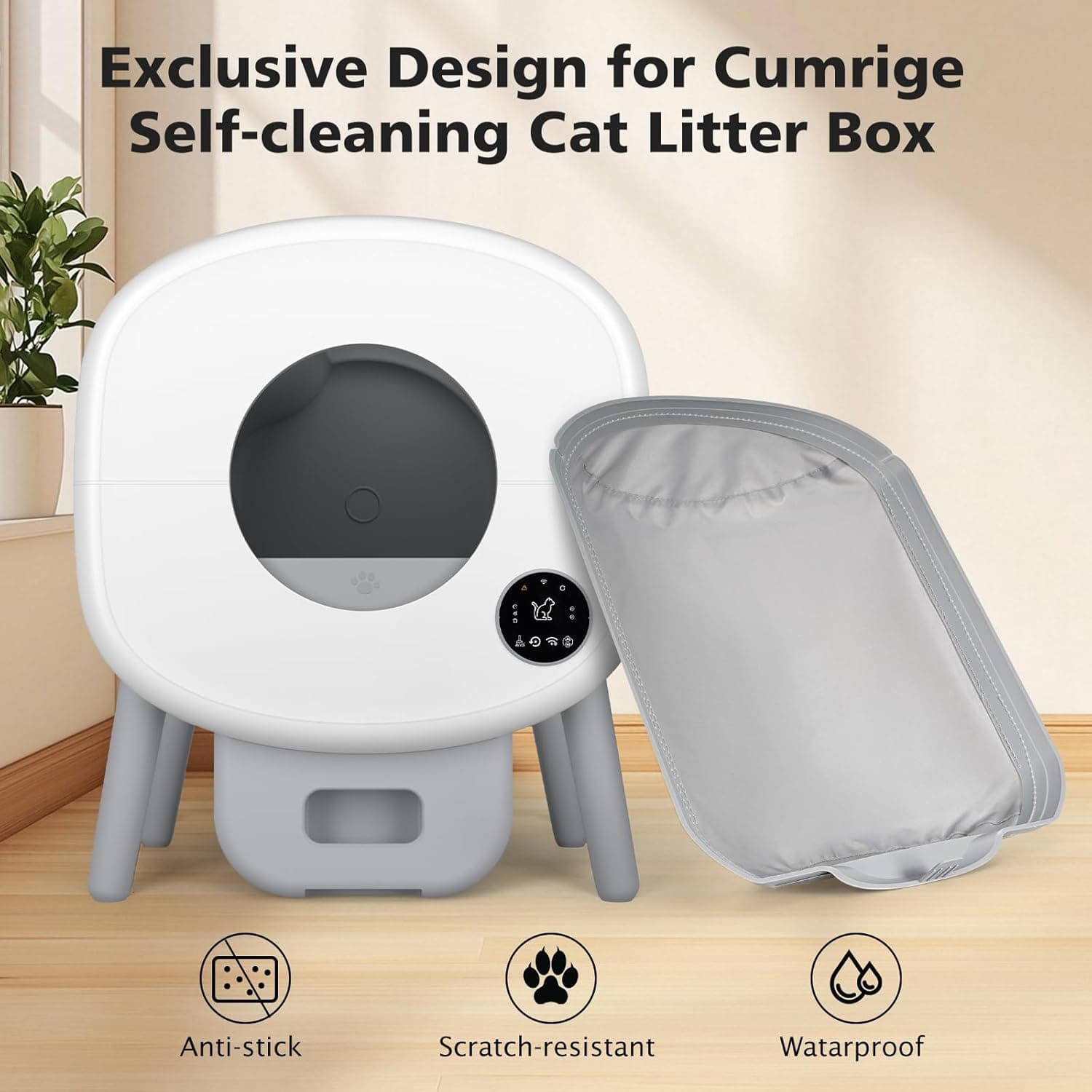 스마트 고양이 화장실 액세서리 부드러운 패브릭 베이슨 M2 방수 패드 95L 자동 청소 고양이 화장실 투야용