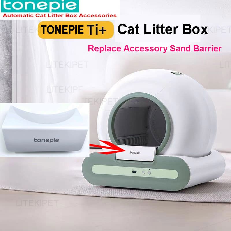 TONEPIE 애완 동물용 자동 고양이 쓰레기통 교체 액세서리, 모래 장벽, TONEPIE TI + 변기 교체, 소변 누출 감소