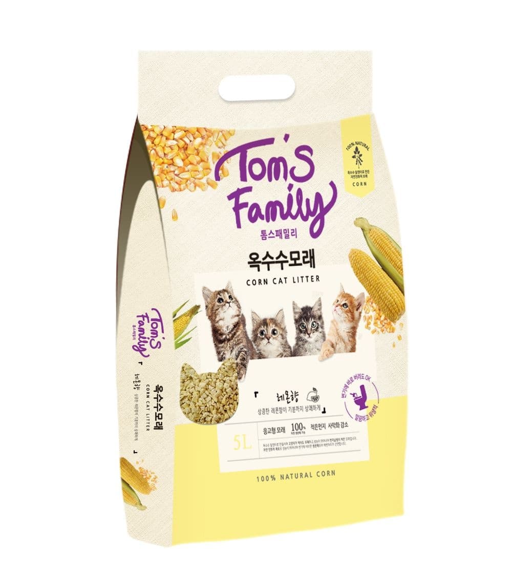 톰스패밀리 응고형 옥수수 고양이모래 크러쉬 레몬향 5L